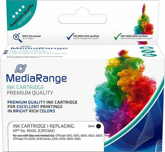 MediaRange Compatible Inkjet Printer Ink HP 934XL C2P23AE 1000 Pages 58ml Black 1pcs MRHP934BKXL