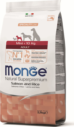 Monge Speciality Line Mini 2.5kg Dry Food for Adult Small Breed Dogs with Rice and Salmon