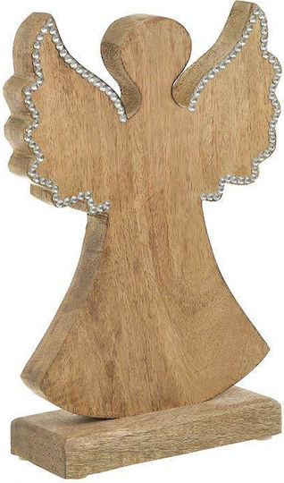 Inart Weihnachtliche Holz Figur Cherub Braun Höhe 26cm 2Stück