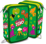 Kids Licensing Crazy Dino Pencil Case with 3 Compartments Green