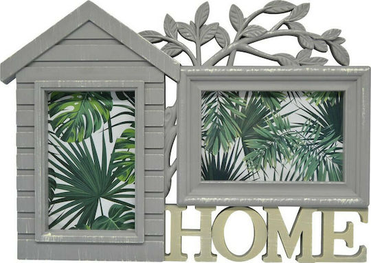 Ankor Home Πολυκορνίζα Τοίχου 2 Θέσεων Πλαστική με Γκρι Πλαίσιο