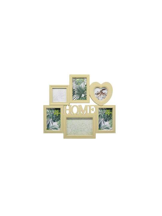 Ankor Home Multi Wall-mounted Picture Frame 6 Pieces Plastic Beige