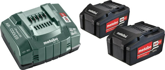 Metabo Σετ 2 Μπαταριών Εργαλείου Λιθίου 18V Χωρητικότητας 5.2Ah με Φορτιστή