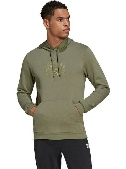 Adidas Brilliant Basics Herren Sweatshirt Jacke mit Kapuze und Taschen Olive