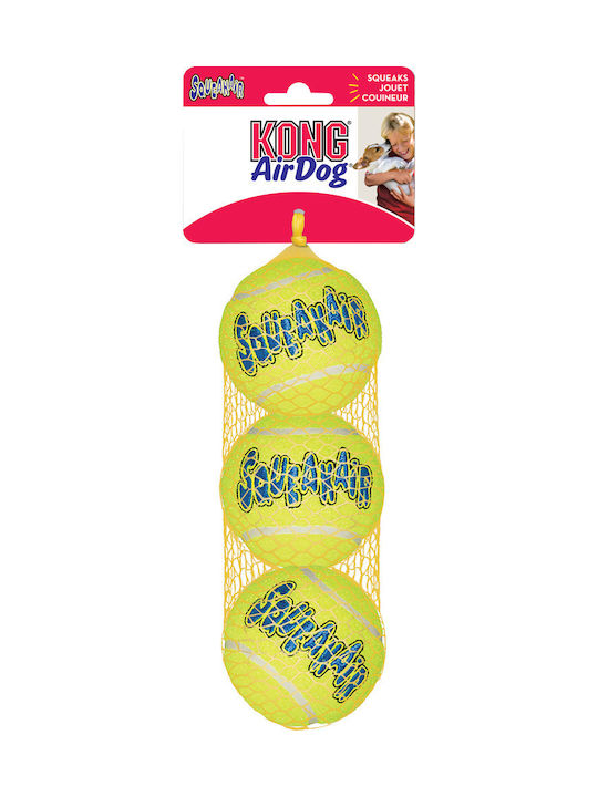 Kong Squeakair Tennis Ball Dog Toy Rubber With Sound Medium 6cm Yellow 3pcs