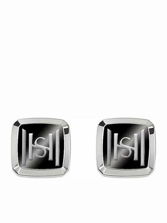 Saint Honore Cufflink from Steel In Black Colour