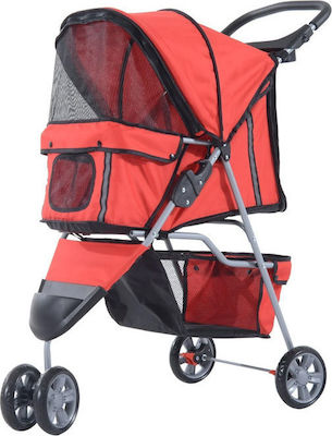 Pawhut Waterproof Dog Carrying Red Stroller for 15kg Pets L75xW97xH45cm