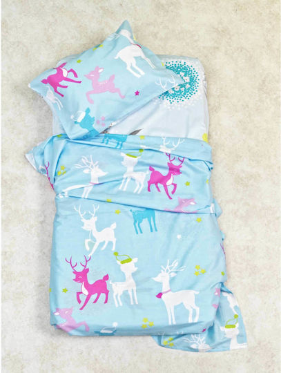 Palamaiki Set Für Krippe Baby Satin Blau 7Stück