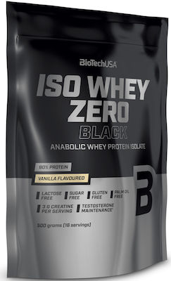 Biotech USA Iso Whey Zero Black Molkenprotein Ohne Gluten & Laktose mit Geschmack Vanille 500gr