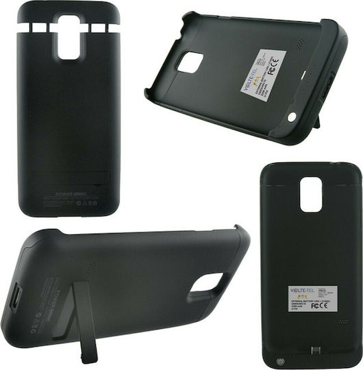 Book Case Battery+Stand Πλαστικό Μαύρο (Galaxy S5)