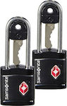 Samsonite Global TA Key 121294 Padlock Brass with Key Black with TSA Certification 2pcs 121294-1041