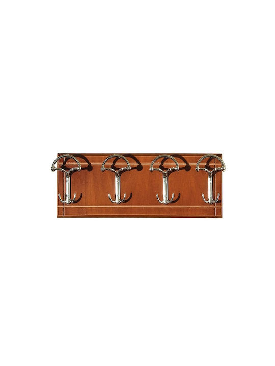 Biotrap Wooden Wall Hanger 8 Hooks Brown 60x20cm