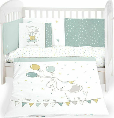 Kikka Boo Baby Crib Bedding Set Elephant Time 6pcs Green