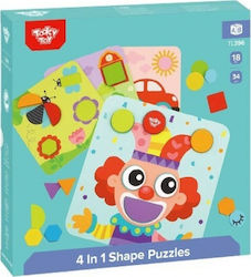 Wooden Kids Peg Puzzle 4 In 1 Shape for 2++ Years 34pcs Tooky Toys