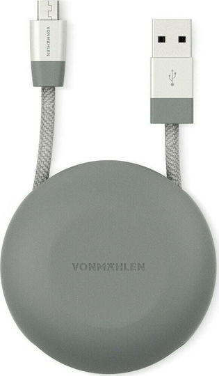 Vonmählen Braided / Retractable USB 2.0 to micro USB Cable Ασημί 1m (E070P0014)
