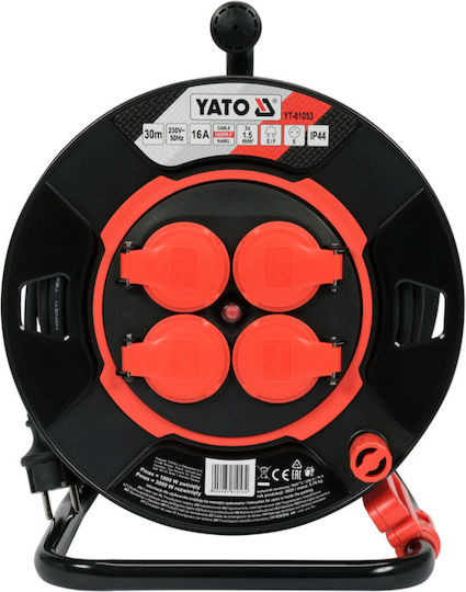 Yato Waterproof Extension Reel Cord 3 x 1.5mm²/30m Black