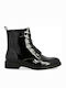 Women's Patent Leather Ankle Boots Black