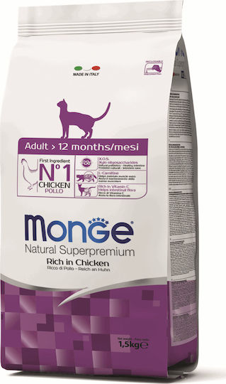 Monge Natural Superpremium Adult 12 Months Dry Food for Adult Cats with Chicken 1.5kg
