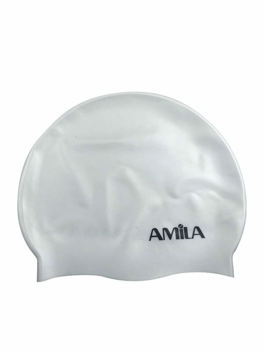AMILA Silicone Kids Swimming Cap White