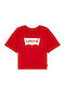 Kinder-Crop-Top Kurzarm Rot