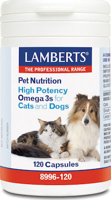 Lamberts Pet Nutrition High Potency Omega 3s for Cats & Dogs Συμπλήρωμα Διατροφής Σκύλου & Γάτας 120caps 120 tabs