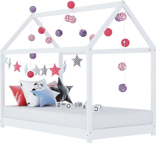 House Παιδικό Κρεβάτι Montessori Μονό Λευκό για Στρώμα 70x140cm