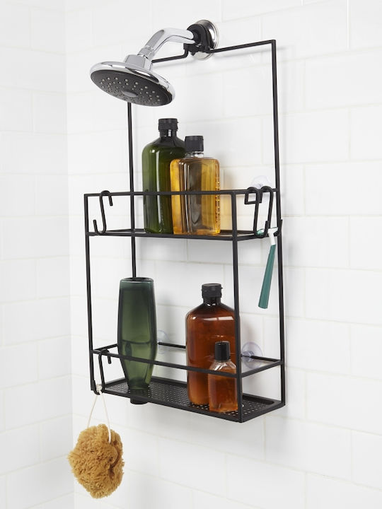 Umbra Cubiko Wall Mounted Bathroom Shelf Metallic with 2 Shelves 31x11x61cm Black Black