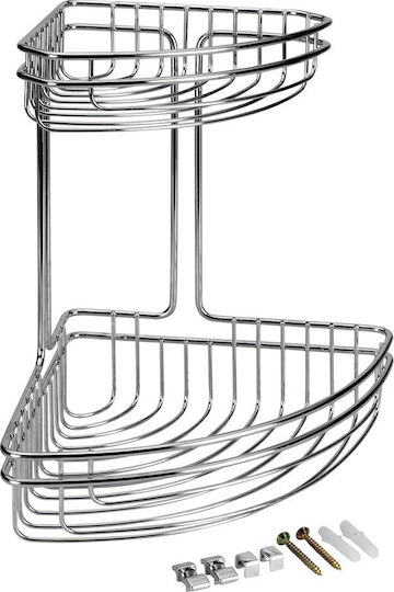 Metaltex Cuba Corner Wall Mounted Bathroom Shelf Inox with 2 Shelves 19x19x26cm Silver