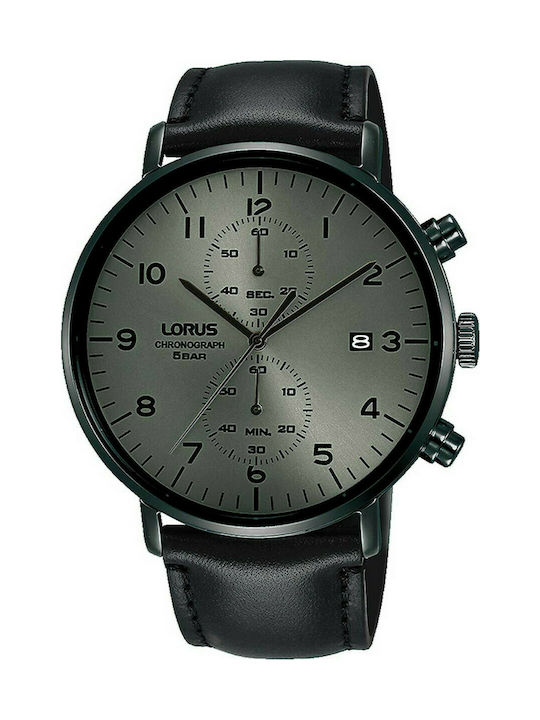 Lorus Watch Chronograph Battery with Black Leather Strap RW405AX9