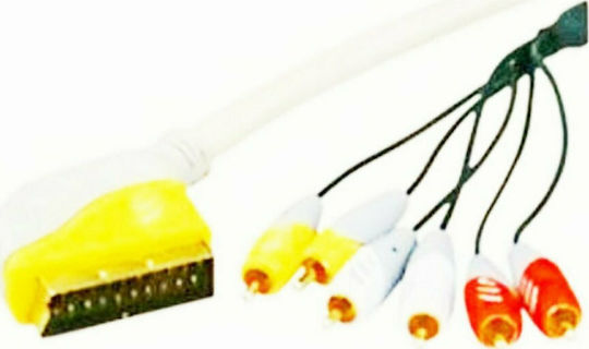 Cable Scart male - Component male / Composite male 5m White DM8007-07-5