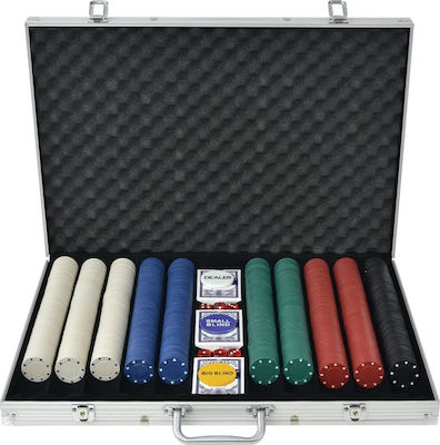 vidaXL Set 1000 Poker Chips in Suitcase with 3 Decks 80181