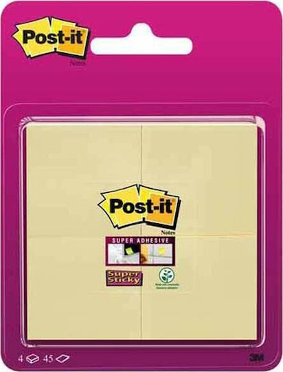 3M Sticky Note Pads in Cube 180 Sheets Yellow 4.7x4.7cm Set of 4pcs Post-it