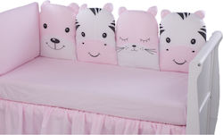 Tuttolina Baby Crib Bedding Set Friendly Animals 7pcs Pink