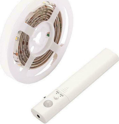 Eurolamp Waterproof LED Strip Power Supply Battery with Warm White Light Length 1m and 30 LEDs per Meter with Motion Sensor SMD2835