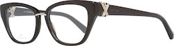 Swarovski Plastic Eyeglass Frame Cat Eye Brown SK5251 052