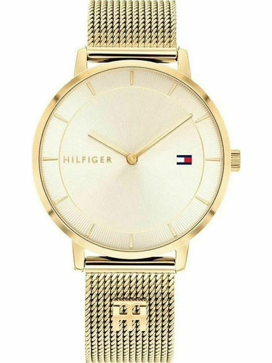 Tommy Hilfiger Tea Damen Uhr mit Gold Metallarm...