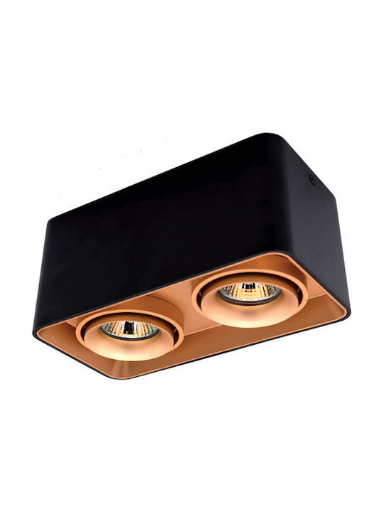 Elmark Doppel Spot mit Fassung GU10 in Schwarz ...