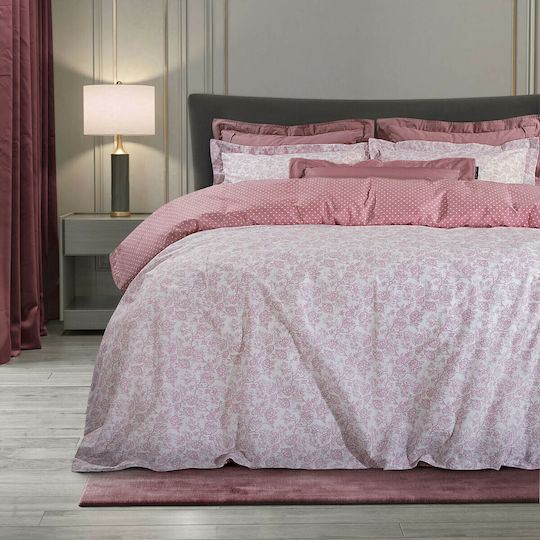 Greenwich Polo Club 2091 Baumwoll-Bettwäsche-Set 220x240 cm für Doppelbett mit 2 Kissenbezügen Rosa
