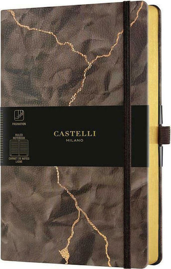 Castelli Wabi Sabi Carnet A5 Cu dungi cu Elastic și Suport pentru Stilou Maro