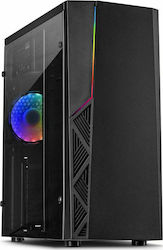 Inter-Tech B-02 RGB Gaming Midi Tower Computer Case with Window Panel Black