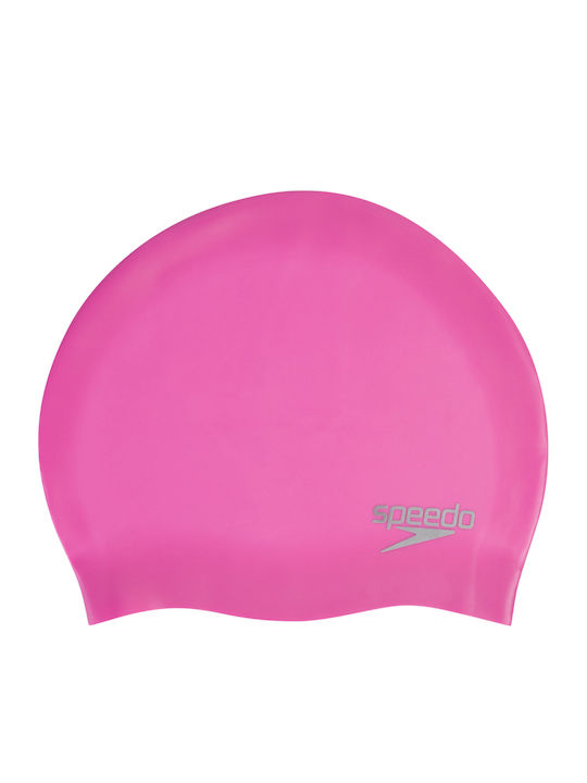 Speedo Plain Moulded Silicone Adults Swimming Cap Pink
