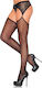 Leg Avenue Șosete Transparente cu Jartieră Laterală din Dantelă Ciorapi și Dresuri Sexy Negri