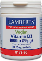 Lamberts Vegan Vitamin D3 Vitamin for Immune System Boost 1000iu 90 caps