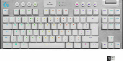 Logitech G915 TKL Fără fir Tastatură Mecanică de Gaming Fără cheie cu GL Tactil întrerupătoare și iluminare RGB Alb