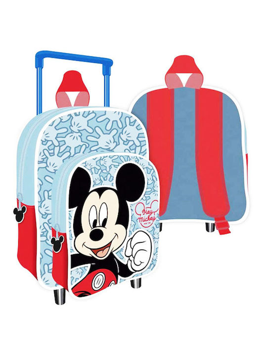 Arditex Mickey Mouse School Bag Trolley Kindergarten in Light Blue color