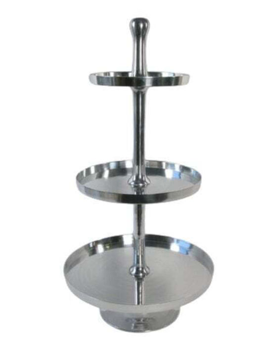 Kersten Metallic Dessert Tower Stand with 3 Tiers Silver 50x50x100cm