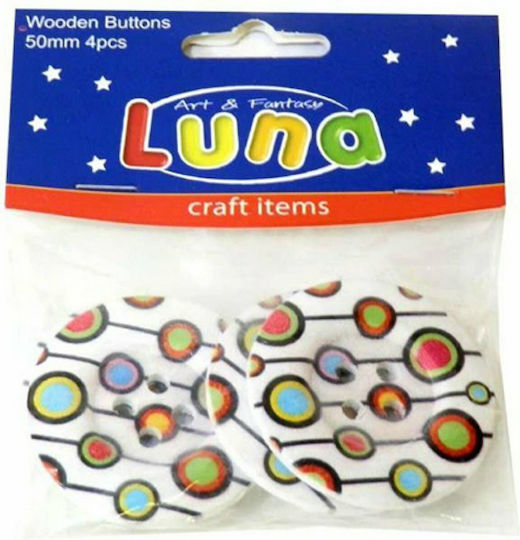 Luna Ξύλινα Κουμπιά 4τμχ (Διάφορα Σχέδια)