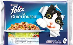 Purina Felix Le Chiottonerie Nasses Katzenfutter für Katze in Beutel mit Gemüse, Forelle und Lachs 4x100gr