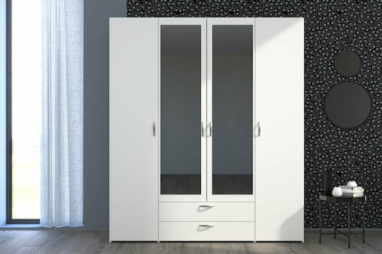 Dorm Τετράφυλλη Ντουλάπα με Καθρέπτη 159.9x51.7x185cm Leuko Dorm Τετράφυλλη Ντουλάπα με Καθρέπτη 159.9x51.7x185cm Leuko
