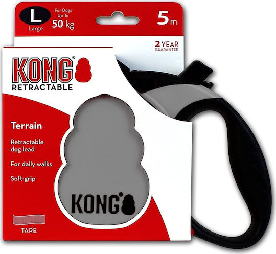 Kong Сгъваемо Каишка/Водач за Куче Каишка 5м до 50кг (Сиво) в Сив цвят 5m до 50кг
